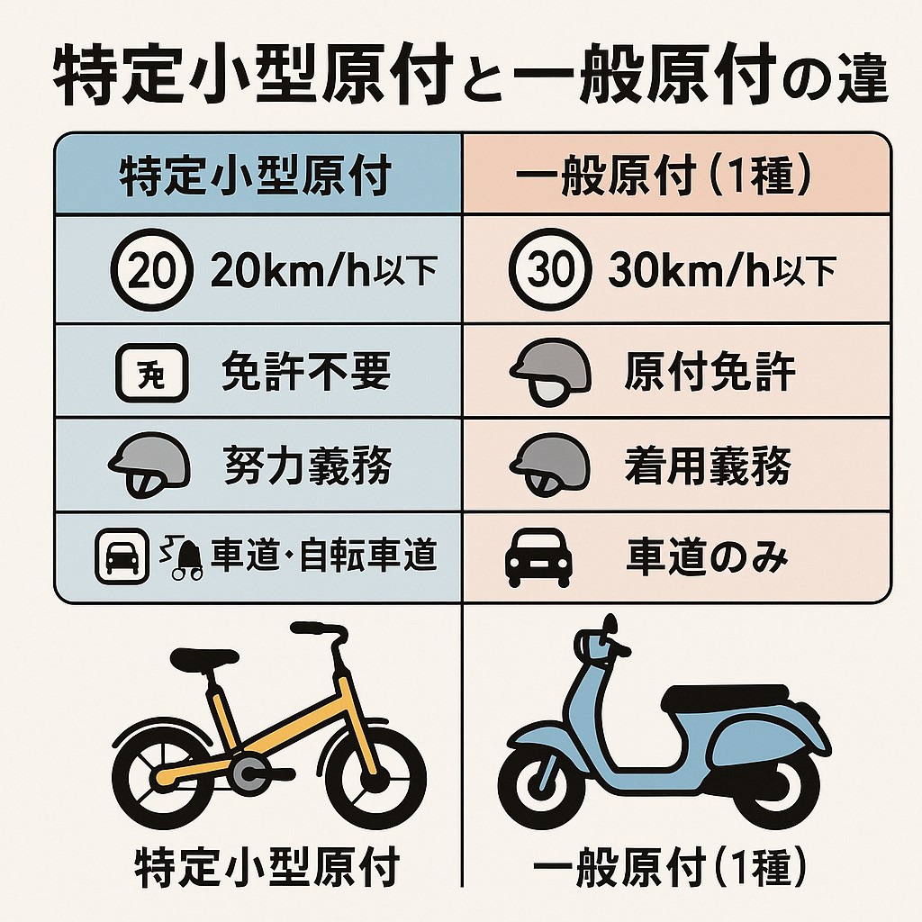 特定小型原付と一般原付の違い